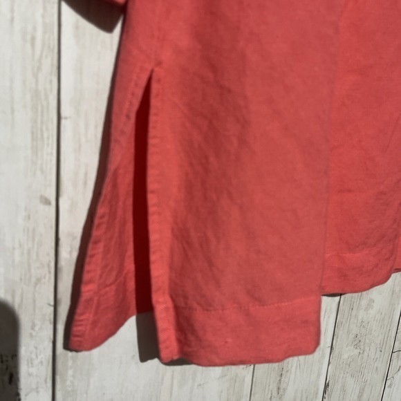 Premise Coral‎ Embroidered Linen Blend 3/4 Sleeve Pullover Top Shirt sz M - Picture 4 of 6